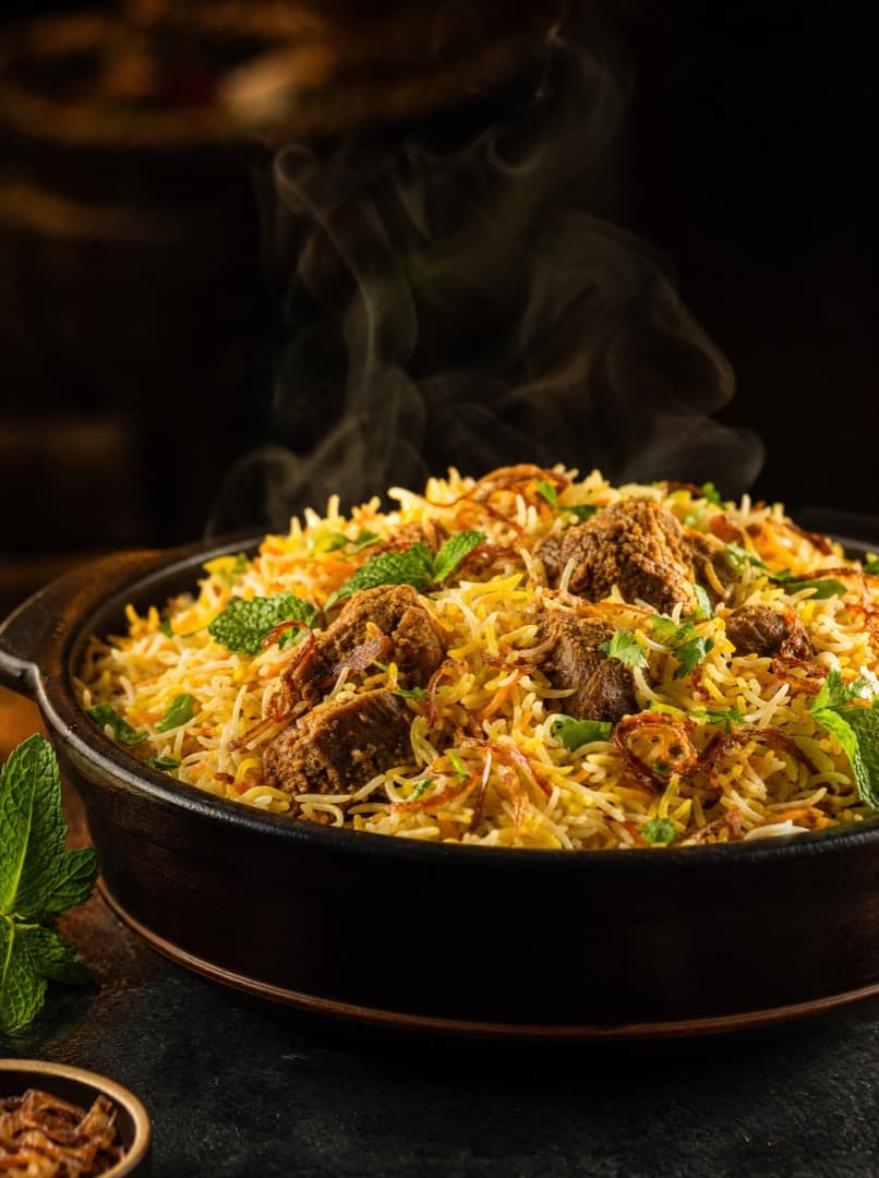 Lamb biryani with basmati rice